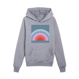 Sole - Minimalistic Colorful Sunny Retro Sun Art Design Pattern in Pink and Blue Kids Pullover Hoodies