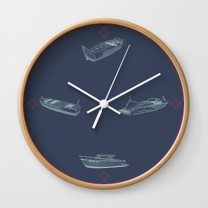 Wood Boats - Lake Life - Susanne Johnson Art Wall Clock
