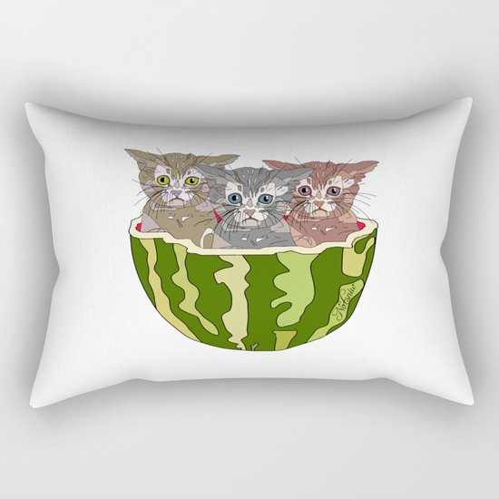 Watermelon Cats Rectangular Pillow