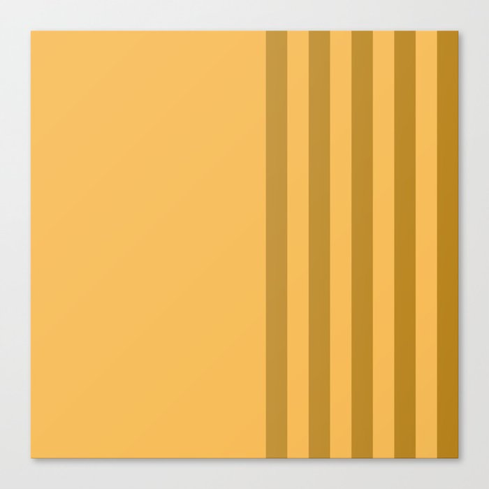 Orange and Gold Stripes Split in Vertical Halves Canvas Print