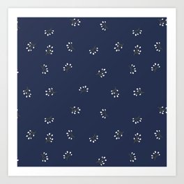 Rowan Branches Seamless Pattern on Navy Blue Background Art Print