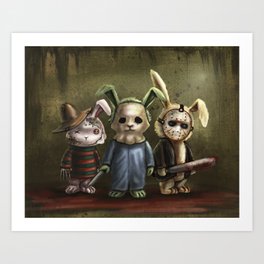 Horror Bunnies - Parody of Jason, Freddy and Michael Myers Art Print