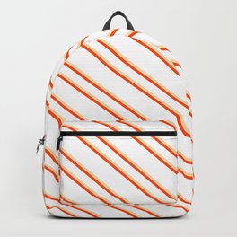 [ Thumbnail: White, Tan, and Red Colored Stripes/Lines Pattern Backpack ]
