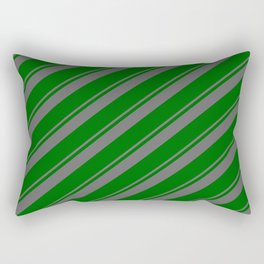 [ Thumbnail: Dim Grey & Dark Green Colored Lined Pattern Rectangular Pillow ]