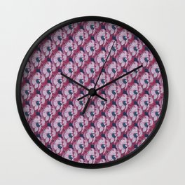Artistic Pink Anemone Flower Vector Repeat Floral Pattern Wall Clock