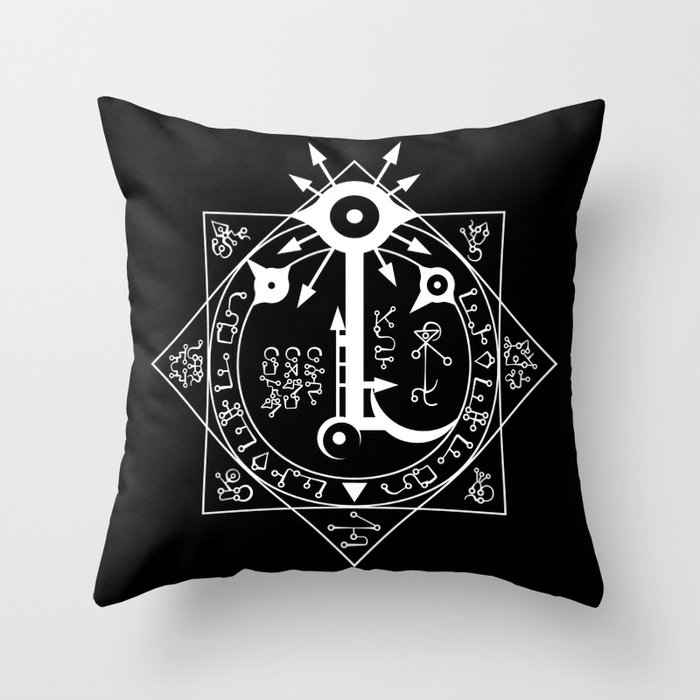 Invisible Sun Symbol on Black Throw Pillow