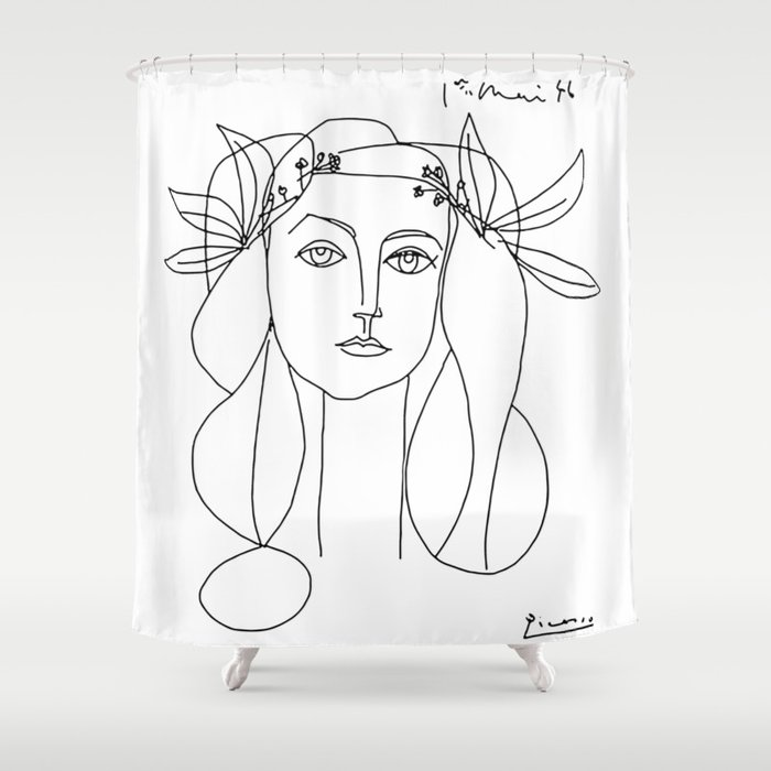 Pablo Picasso War And Peace 1952 Artwork T Shirt, Sketch Shower Curtain