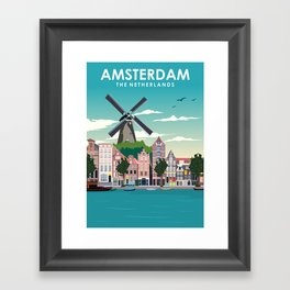 Amsterdam Holland Travel Poster Framed Art Print