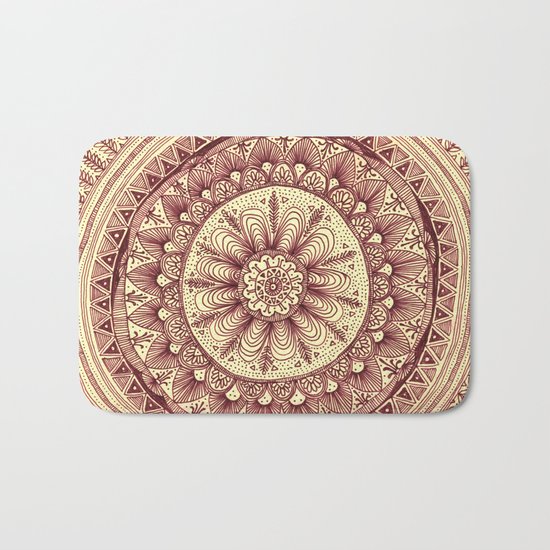 mandala: maroon Bath Mat