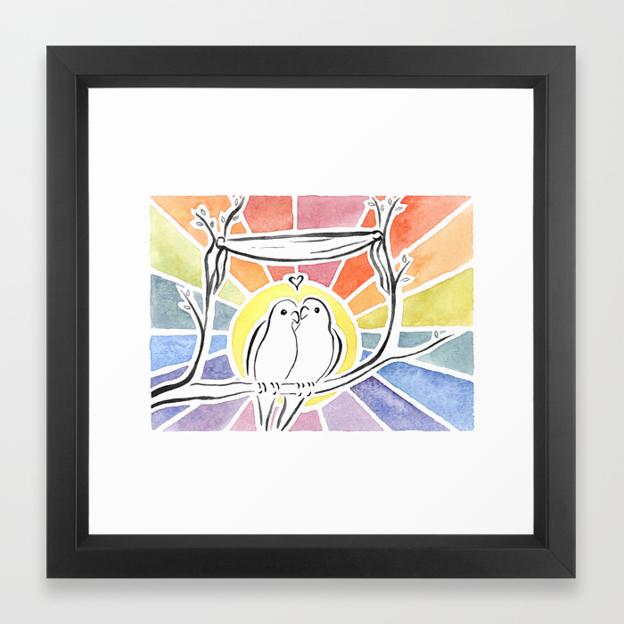 Wedding Love Birds At Sunset Framed Art Print By Theplumgrove