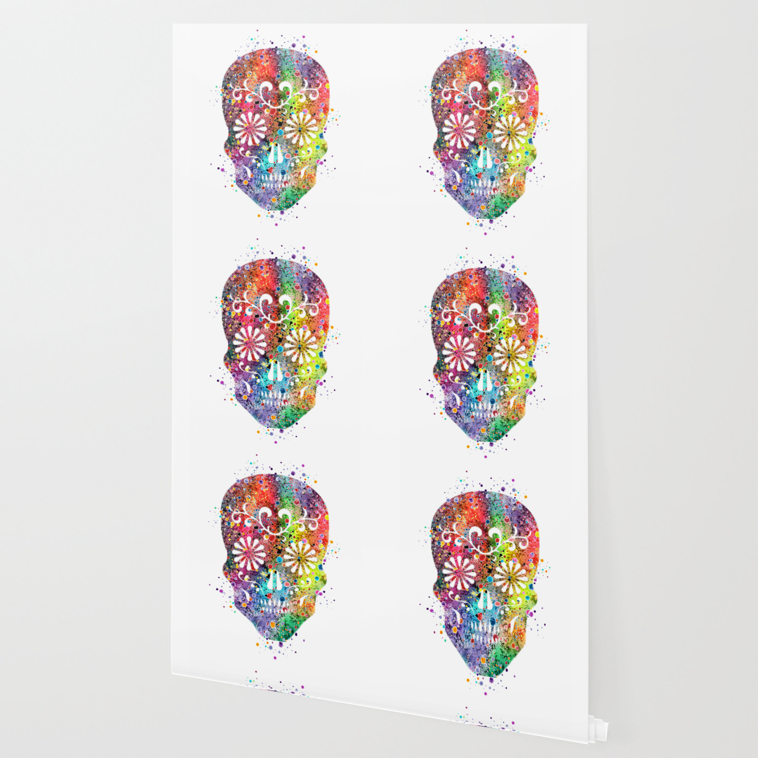 Sugar Skull Watercolor Print Wall Poster Home Decor Wallpaper By