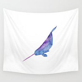 Watercolor Narwhal Wall Tapestry