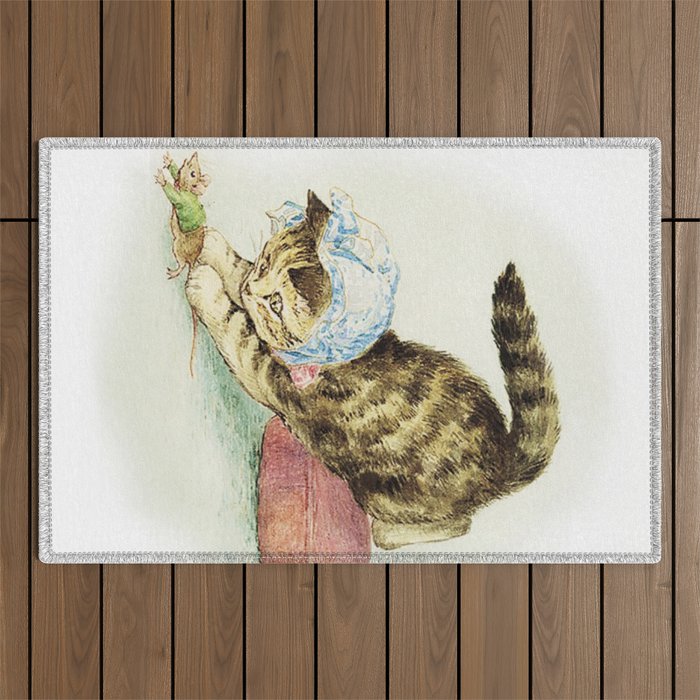 “Miss Moppet Chases a Mouse” by Beatrix Potter Outdoor Rug