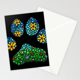 Colorful Flower Dog Paw Art by Sharon Cummings Stationery Card