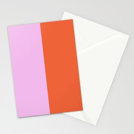 Pink/Red Colorblock Stripes Stationery Cards