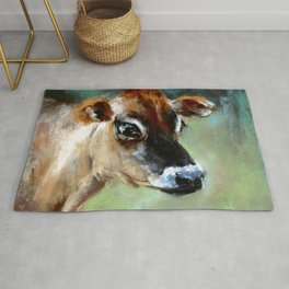Jersey Cow in Burnt Sienna and Teal Rug