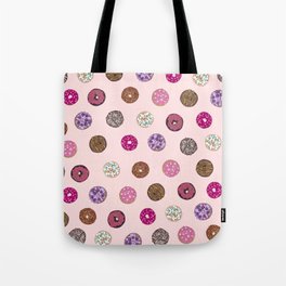 Artsy Pink Sprinkle Donuts Watercolor Pattern Tote Bag