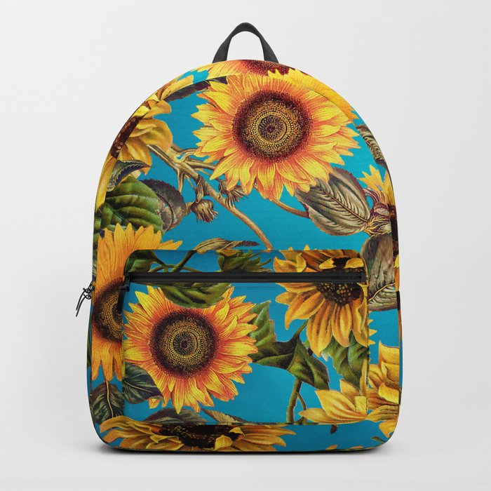 Vintage & Shabby Chic - Sunflowers on Turqoise Backpack