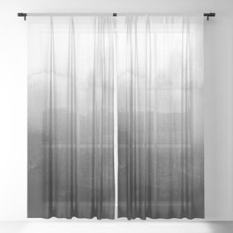 Modern Black and White Watercolor Gradient Sheer Curtain