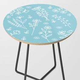 Teal with white flowers Side Table