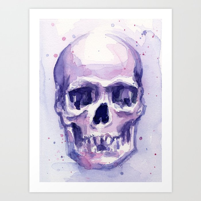 Skull Watercolor Skulls Art Print