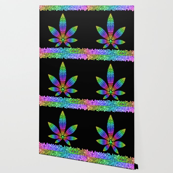 Rainbow Gems Cannabis Leaf Wallpaper By Wetpaint420 Society6 #nug shot #pot leaves #rainbow weed #purp #kush #thc #nicknigger #thc crystals #vertical #beautiful. society6