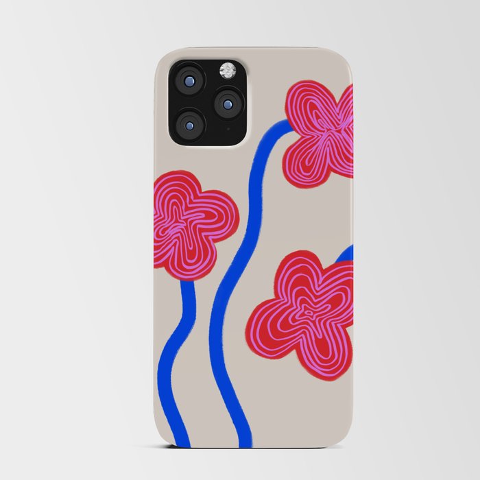 Retro 70s Flowers in Funky Minimalism iPhone Card Case