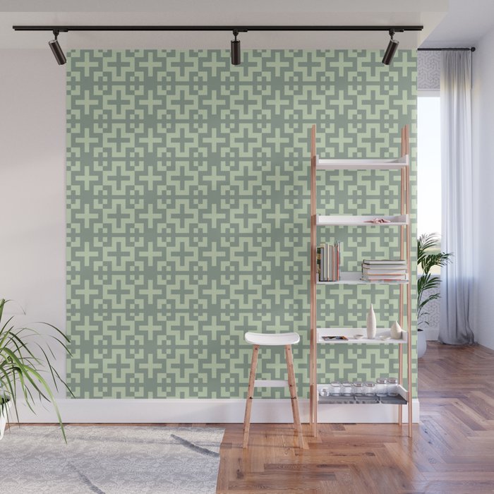 Nordic Soft Green - Scandinavian Cross Minimalism Wall Mural