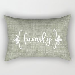 Family on Green Burlap Rectangular Pillow