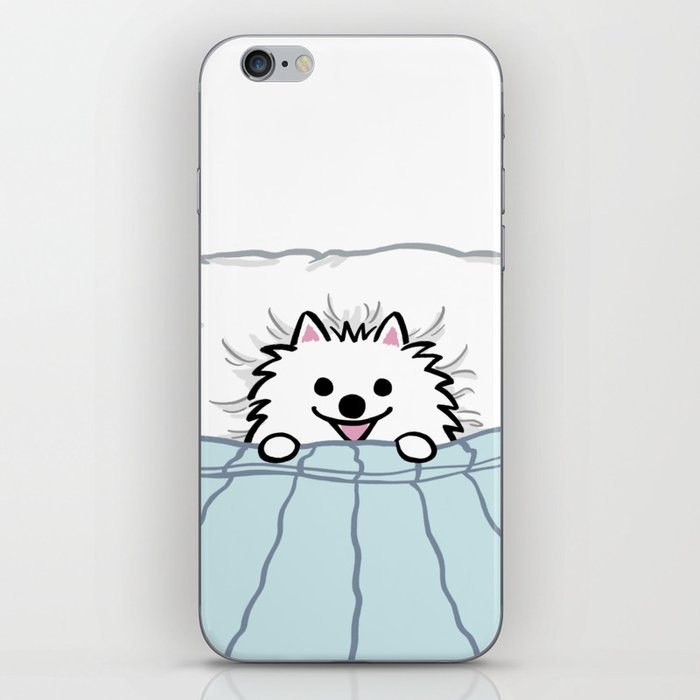 Pomeranian Tucked In Cute White Pom Ready for Bed iPhone Skin