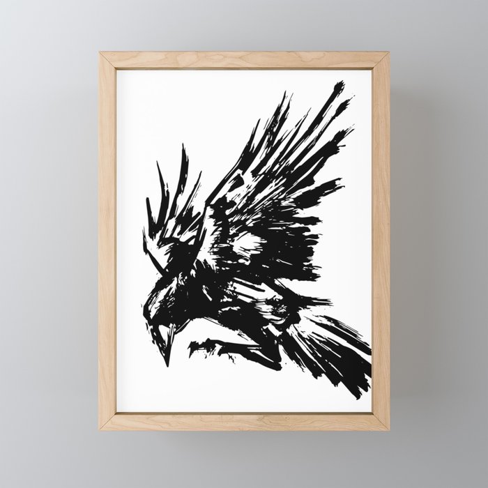 Crow splash Framed Mini Art Print
