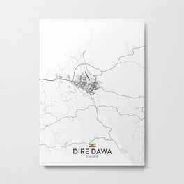 Dire Dawa, Ethiopia - Light City Map Metal Print