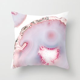Pink Rose Gold Blush Agate Marble Gemstone Throw Pillow By