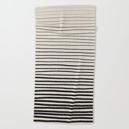 Black Horizontal Lines Beach Towel