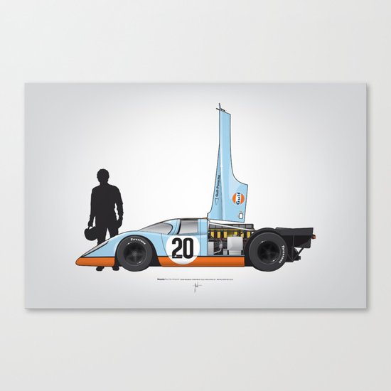 Outline Series N.º4, Steve McQueen, Porsche 917, Le Mans movie 1971 Canvas Print