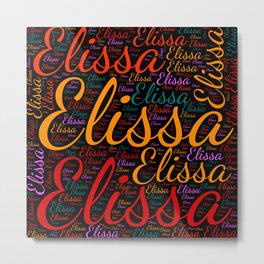Elissa Metal Print | Vidddie Publyshd, Graphicdesign, Wordcloud Positive, Female Elissa, Woman Baby Girl, Colors First Name, Birthday Popular, Horizontal America 
