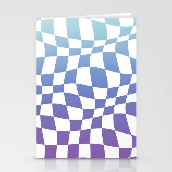 Warped Checkered Ombre Pattern (blue/purple) Stationery Cards