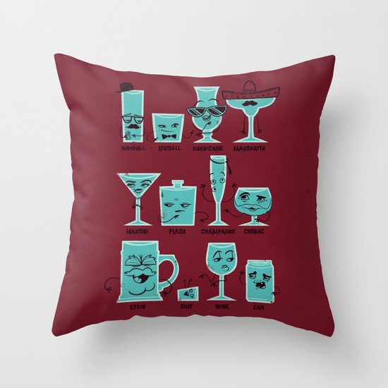 Field Guide to Alcoholic Drinkware Throw Pillow