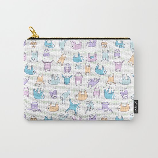 Lazy Sloths Doodle - Pastel and Kawaii Carry-All Pouch