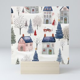 Winter Village Whimsy Mini Art Print