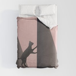 Geometric triangle shape and cat Duvet Cover