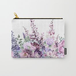 Purple flowers. Roses, peonies, gerberas, gladioli. Watercolor. Carry-All Pouch