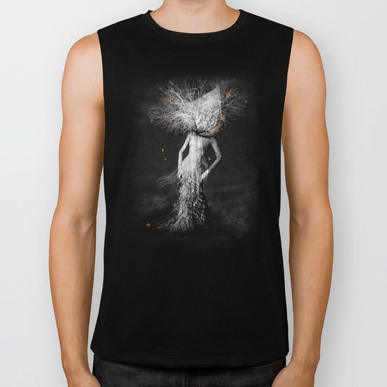Dark portrait in autumn Biker Tank