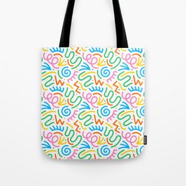 Fun colorful line doodle seamless pattern Tote Bag