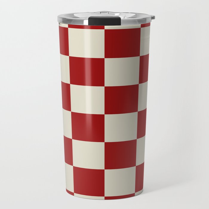 Red Checkers Travel Mug