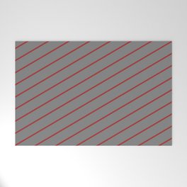 [ Thumbnail: Gray & Brown Colored Stripes Pattern Welcome Mat ]