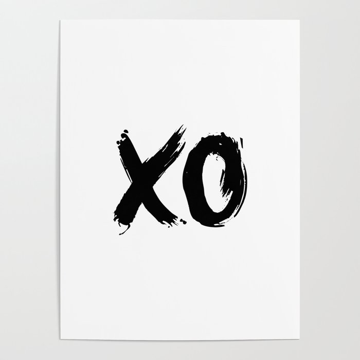 XOXO Hugs and Kisses black and white gift for her girlfriend bedroom art and home room wall decor Poster