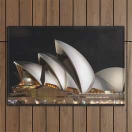 Australia Photography - The Sydney Opera House Lit Up In The Dark Night Outdoor Rug