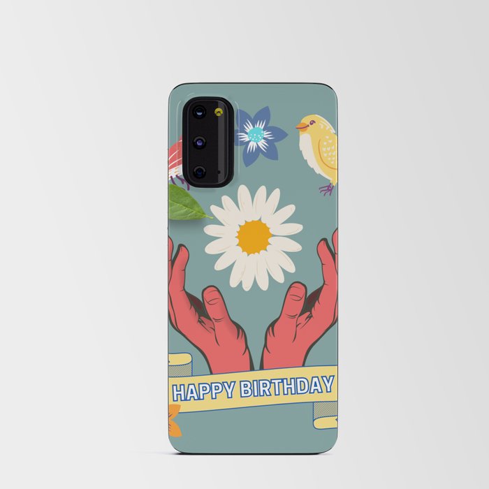 nature vintage vibe happy birthday Android Card Case