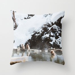 Bath Time in the Hot Springs Throw Pillow